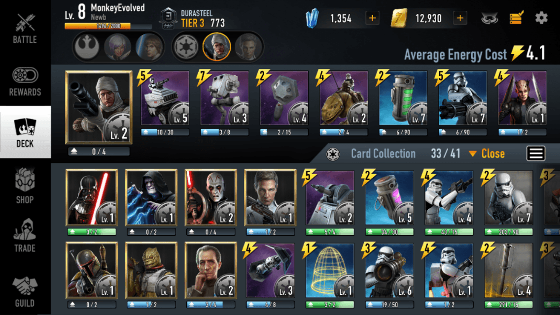 Best Deck Star Wars Force Arena Galactic Empire